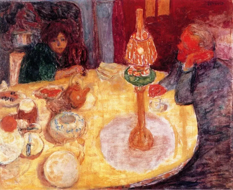 Kvällen under lampan - Pierre Bonnard