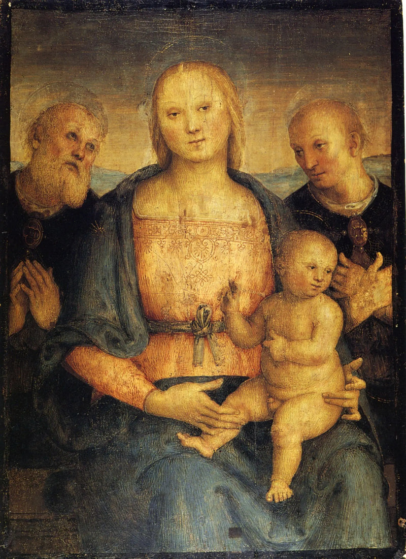 Madonna med barnet mellan helgonen Herculan och Constant - Pietro Perugino