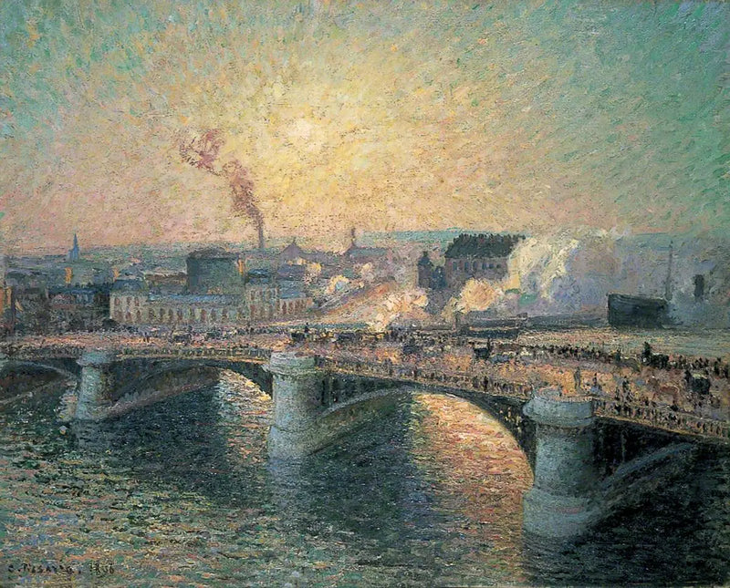 Boieldieu-bron, Rouen, Solnedgång - Camille Pissarro