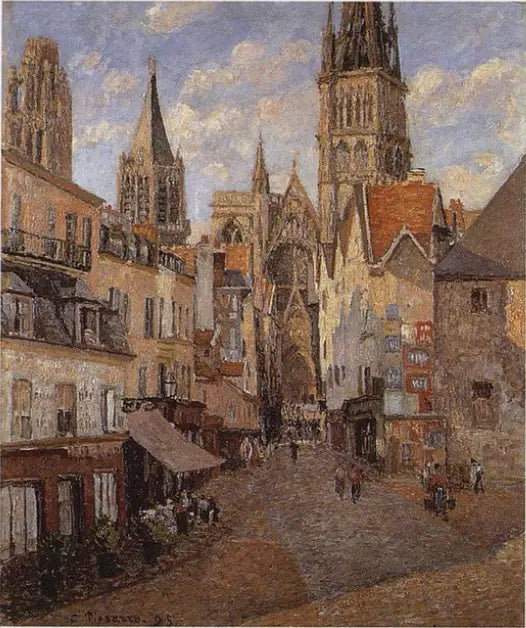 Gatan med livsmedelsbutiken i Rouen, sent på eftermiddagen - Camille Pissarro