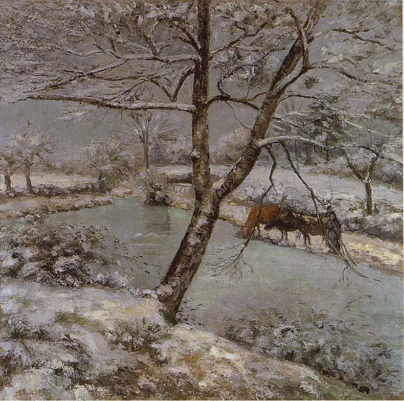 Montfoucaults damm på vintern, snöeffekt - Camille Pissarro