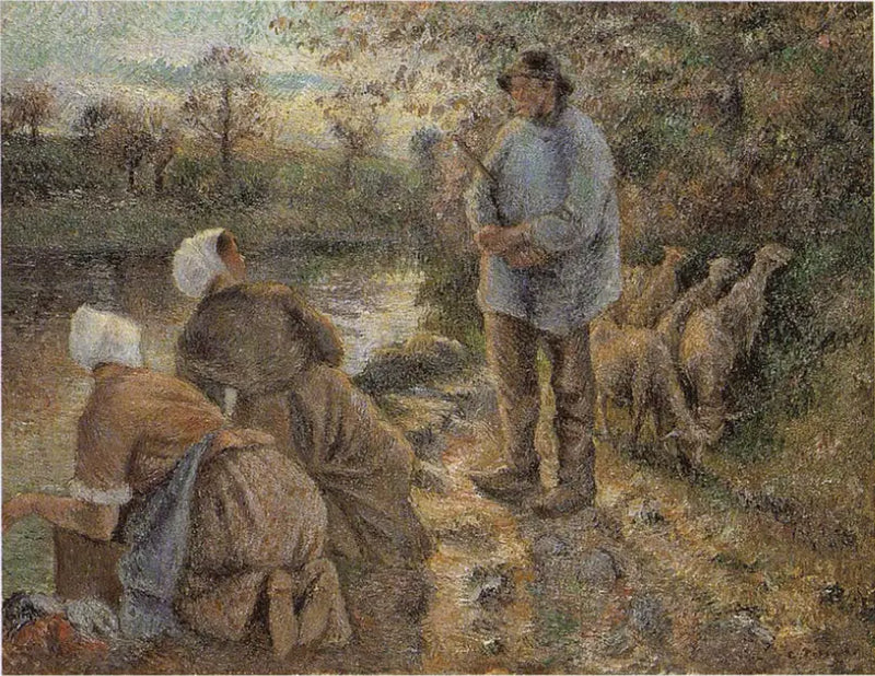 Berger och tvättmaskiner i Montfoucault - Camille Pissarro