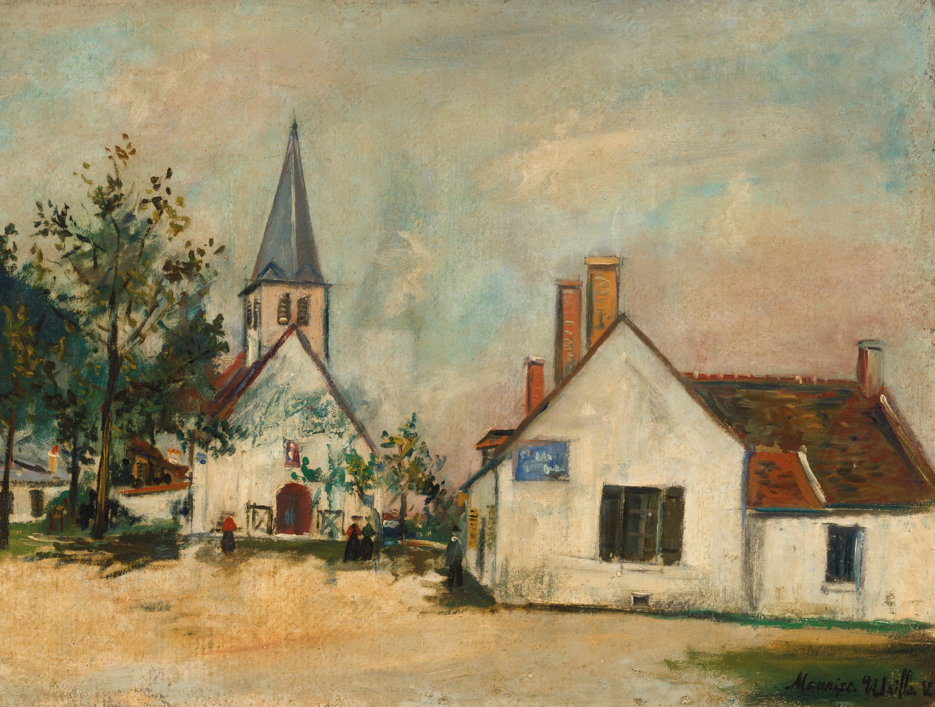 Place de l'Église de Touchay (Cher) - Maurice Utrillo