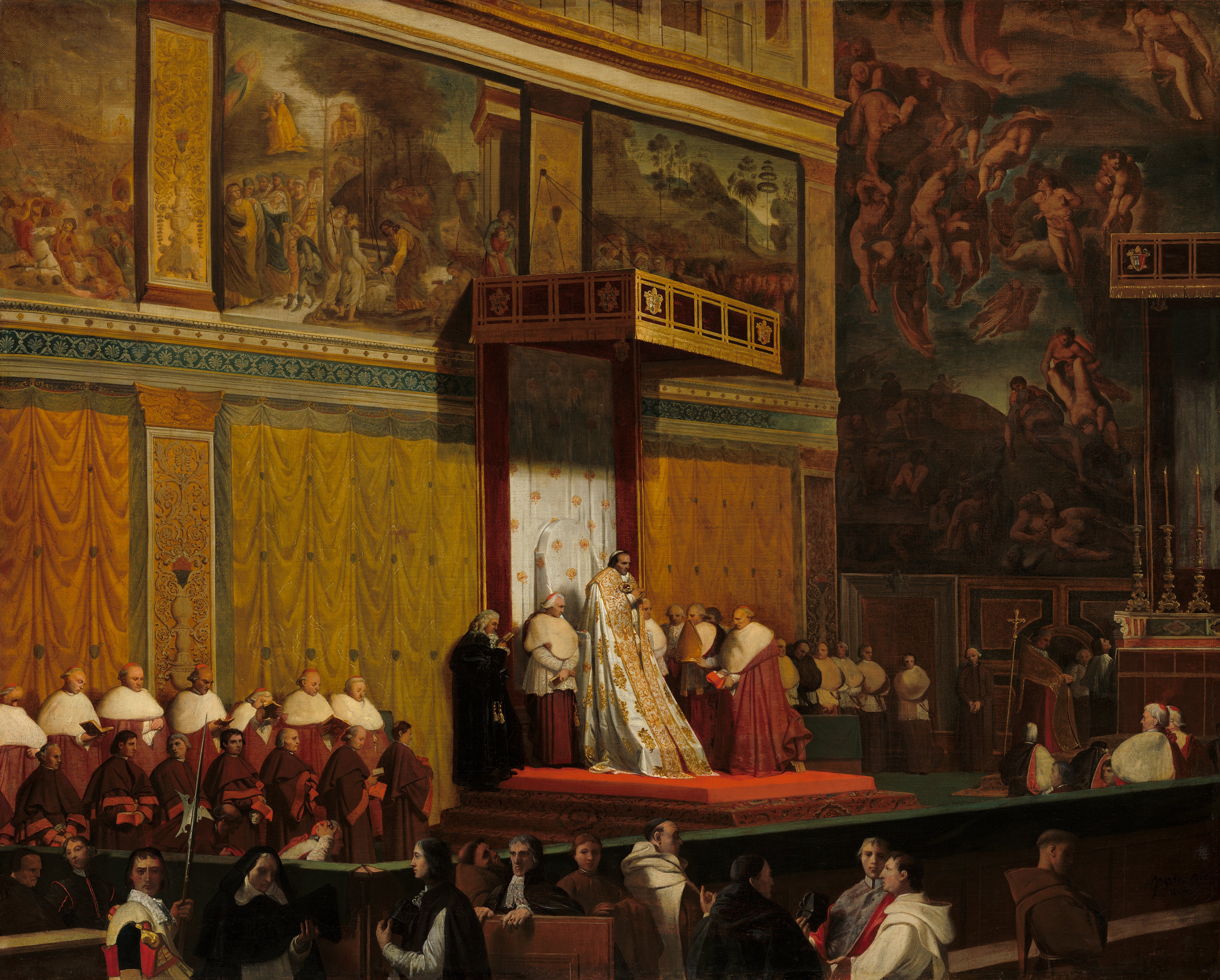 Påven Pius VII i Sixtinska kapellet - Jean-Auguste-Dominique Ingres