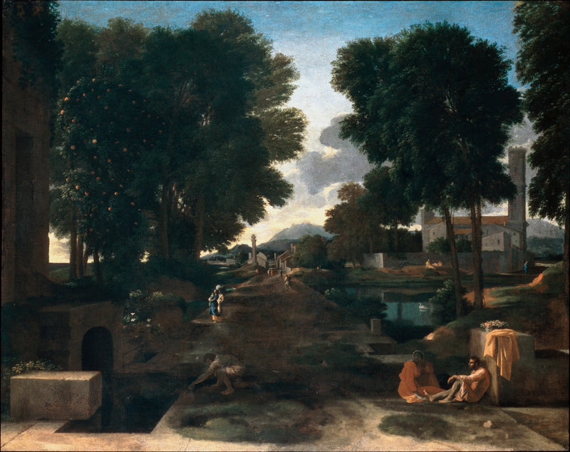 Landskap med en resenär som vilar - Nicolas Poussin