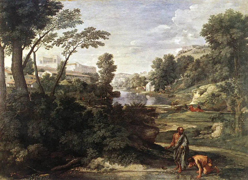 Diogenes kastar sin skål - Nicolas Poussin
