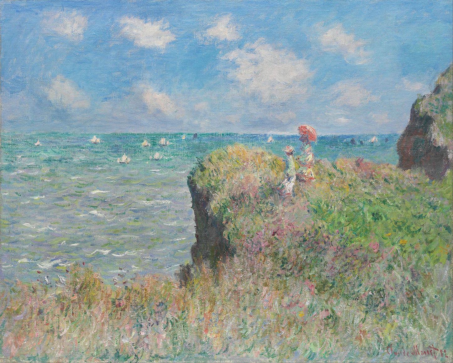 🎨 Promenad på klippan i Pourville – Claude Monet, 1882