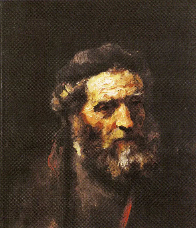 Huvud av en gammal skäggig man - Rembrandt