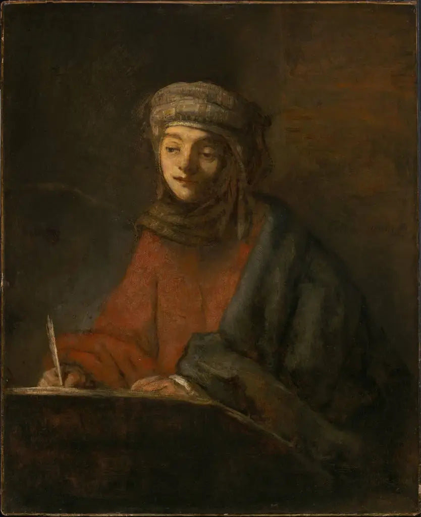 Reproduction du tableau « Écriture évangéliste - Rembrandt » par Alpha Reproduction en peinture à l’huile