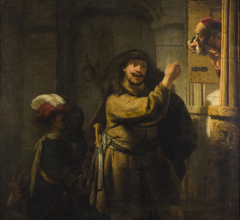Samson hotar sin svärfar - Rembrandt