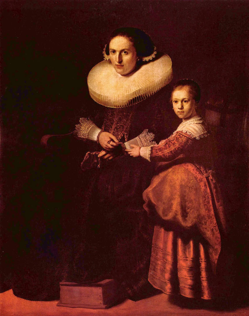Porträtt av Susanna van Collen och hennes dotter Anna - Rembrandt
