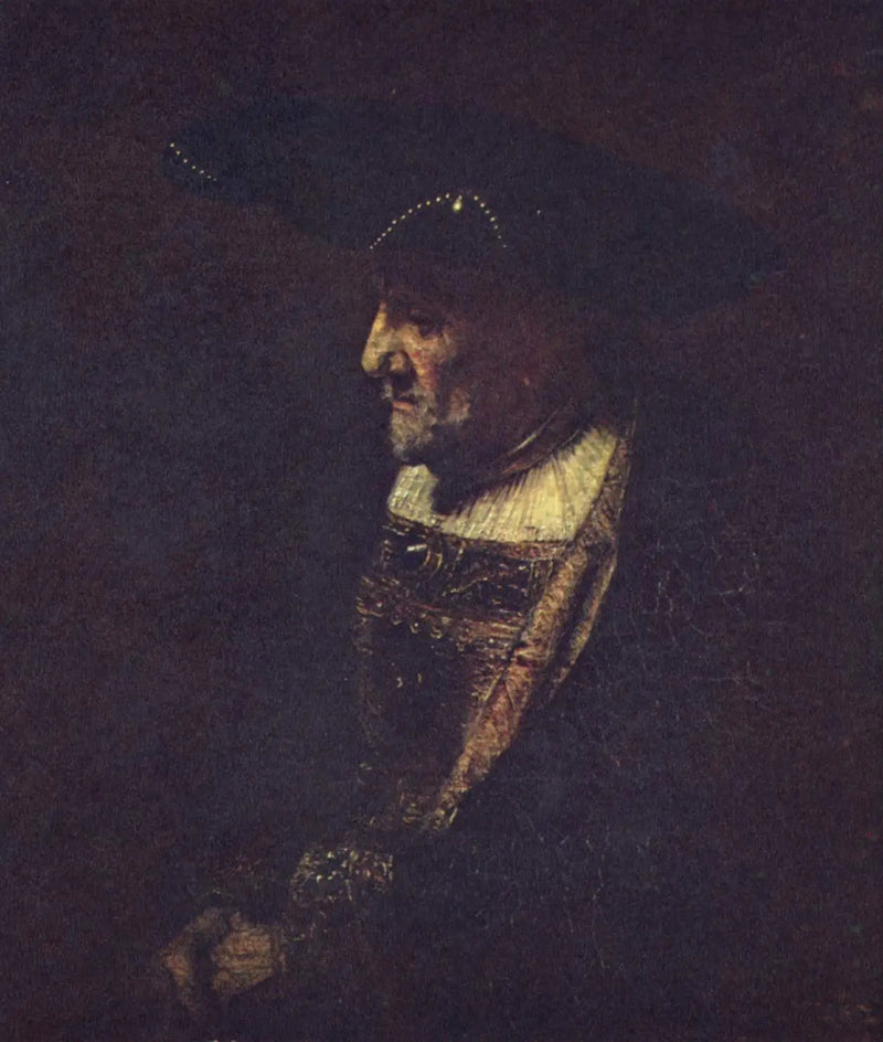 Man med en hatt dekorerad med pärlor - Rembrandt