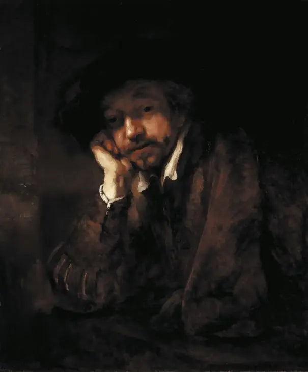 Rembrandt lutande mot ett fönsterbräde - Rembrandt