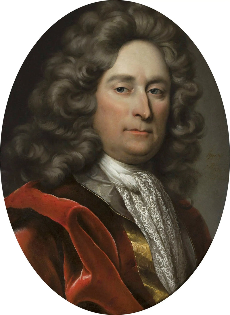 Porträtt av en man i peruk grå. - Hyacinthe Rigaud
