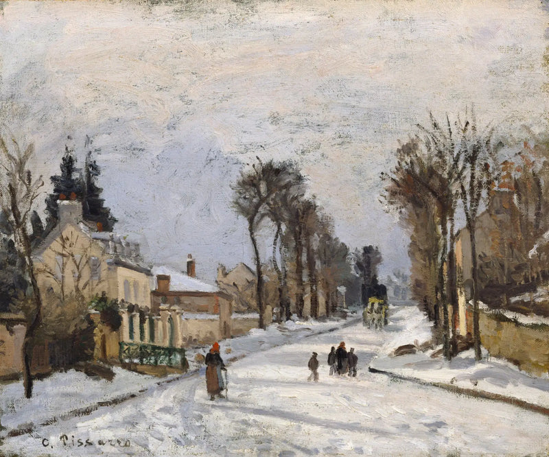 Vägen till Versailles i Louveciennes, snöeffekt - Camille Pissarro