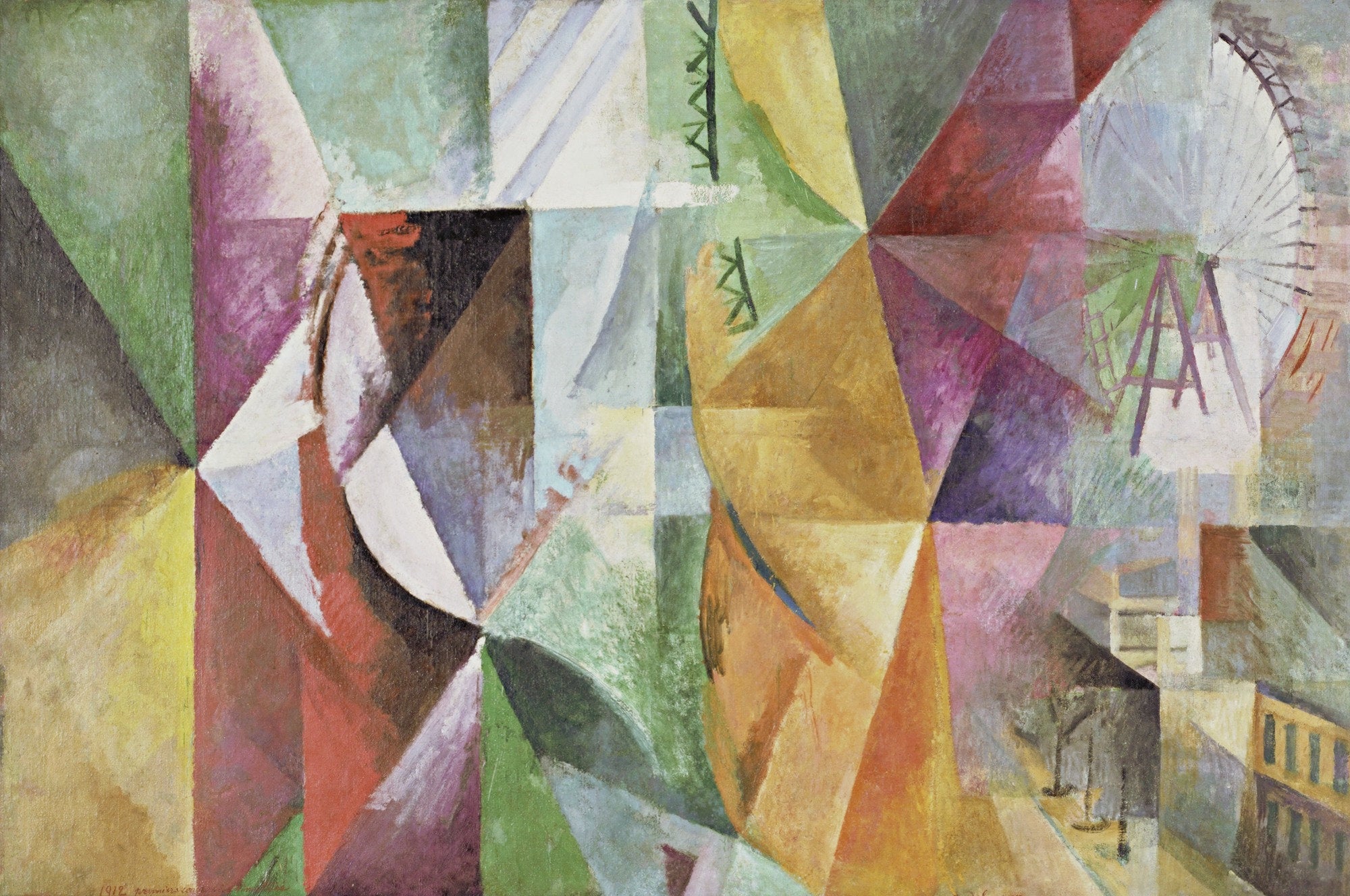 Reproduction du tableau « Les Trois Fenêtres, la tour et la Roue - Robert Delaunay » par Alpha Reproduction en peinture à l’huile