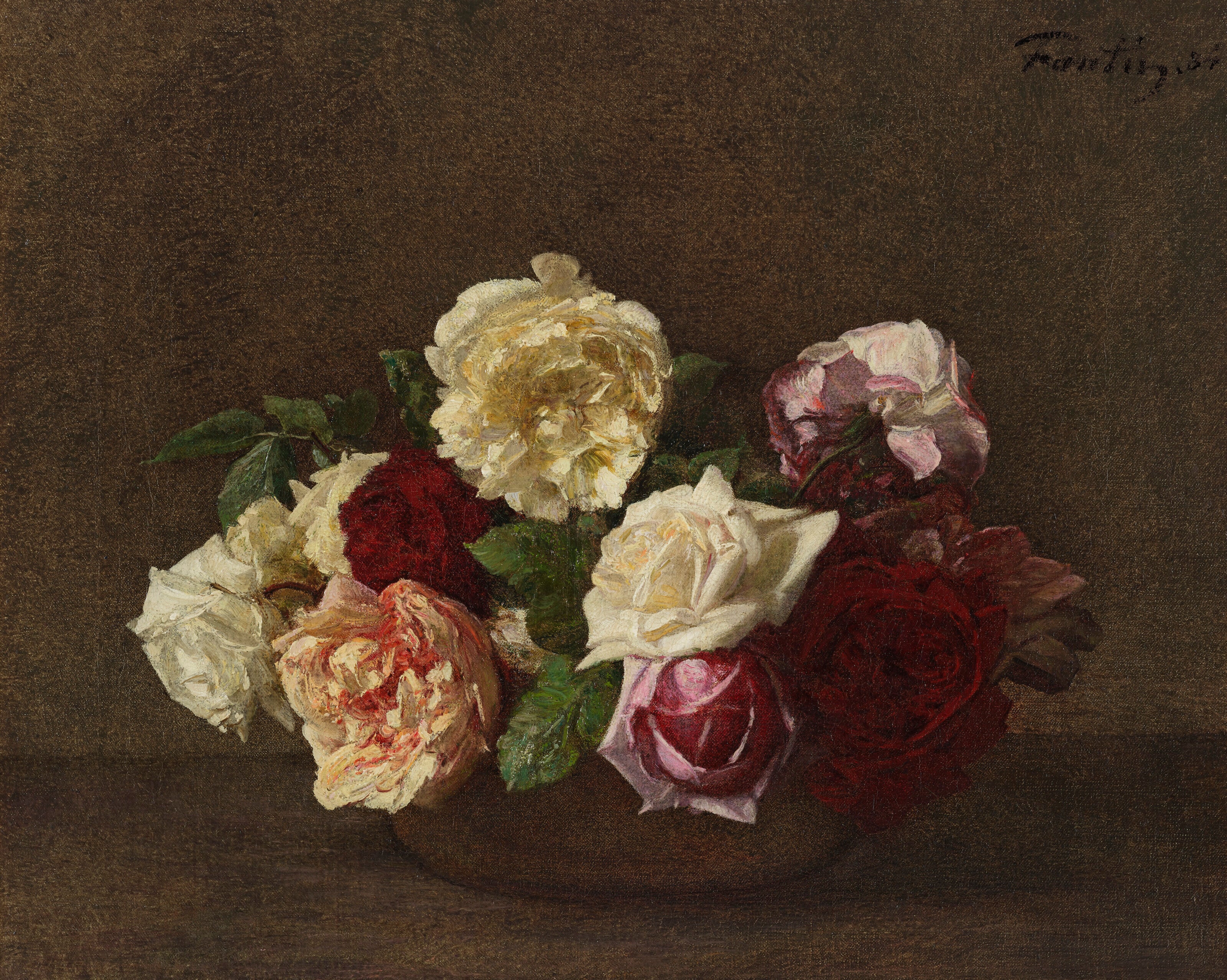 Roses dans une coupe - Henri Fantin-Latour