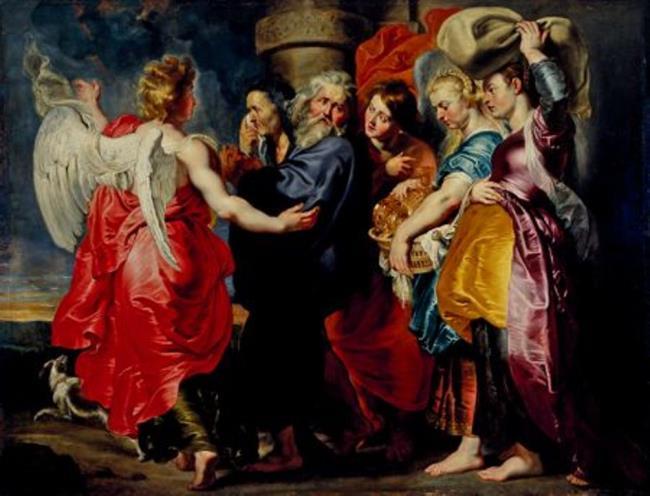 Lots och hans familjs flykt från Sodom (Genesis 19: 12-24), efter 1615 - Peter Paul Rubens
