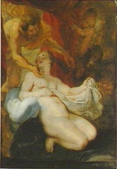 Danaé som tar emot Jupiter i form av ett guldregn (Ovidius, Metamorfoser 4:611) - Peter Paul Rubens