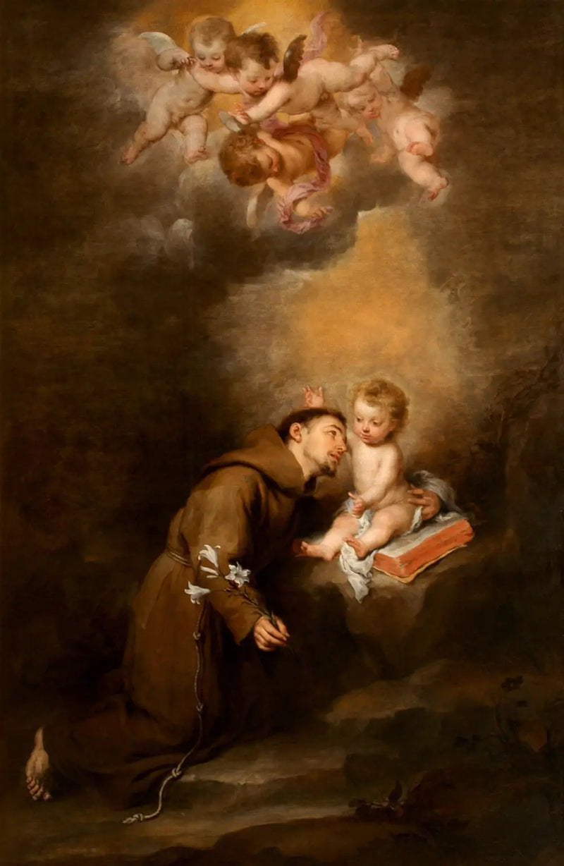 Saint Antoine de Padoue med barnet - Bartolomé Esteban Murillo