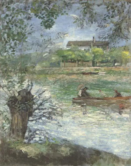 Salixar och personer i en båt - Pierre-Auguste Renoir