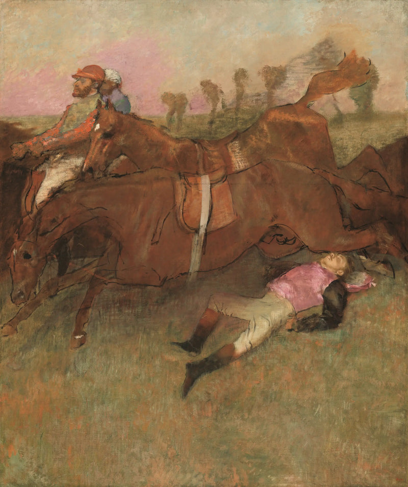 Scen från steeplechase: Den fallna jockeyn - Edgar Degas