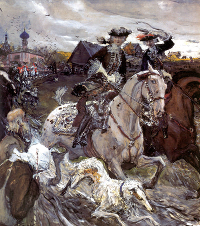 Pierre II et la princesse Élisabeth Petrovna chassant à courre - Valentin Serov