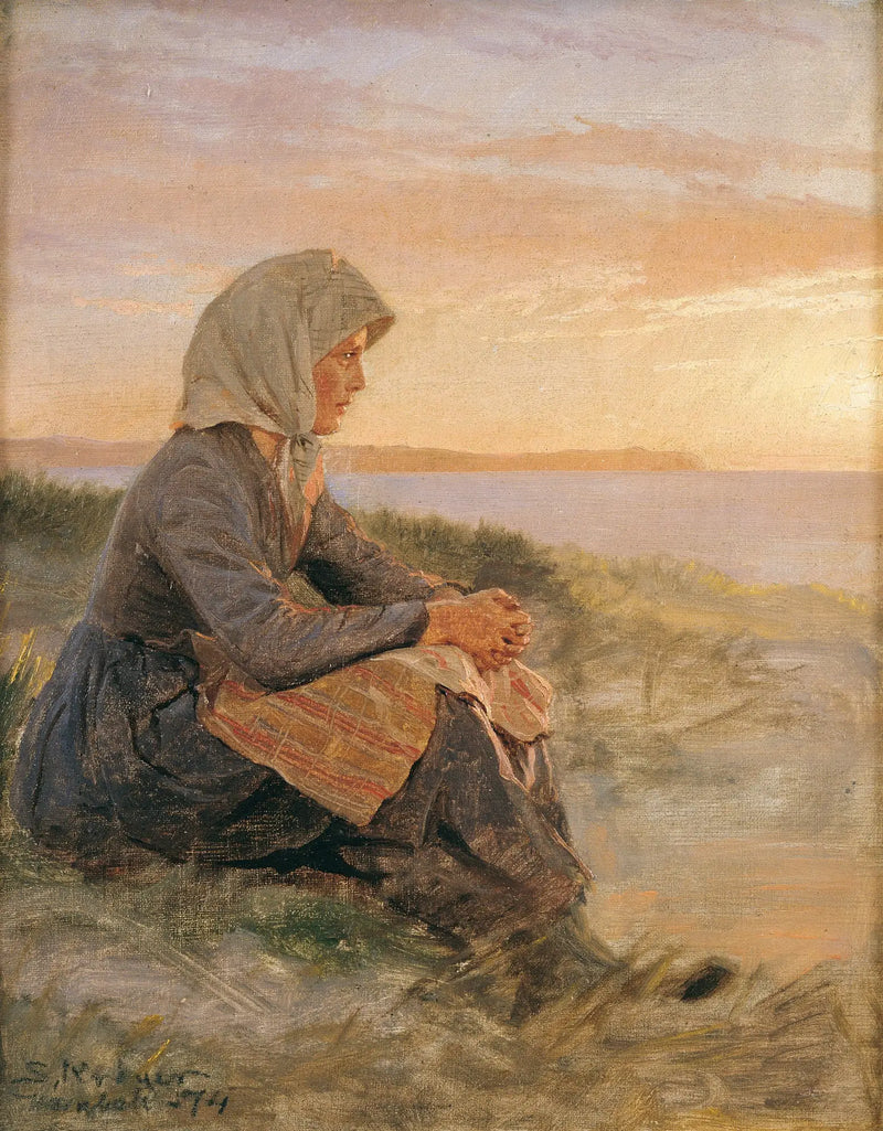 Fiskarpiga sittande, Hornbæk - Peder Severin Krøyer
