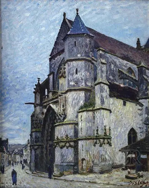Moret-kyrkan, på vintern - Alfred Sisley