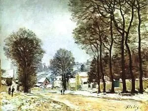 Snö i Louveciennes - Alfred Sisley