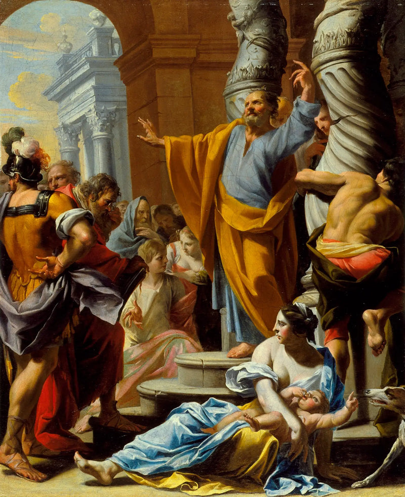 Sankt Petrus predikar i Jerusalem - Charles Poerson