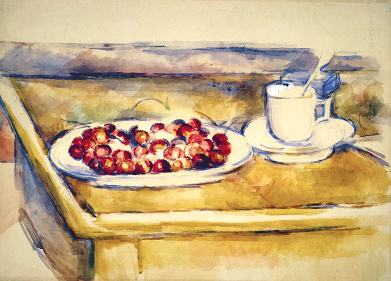 Kopp och fat med körsbär - Paul Cézanne