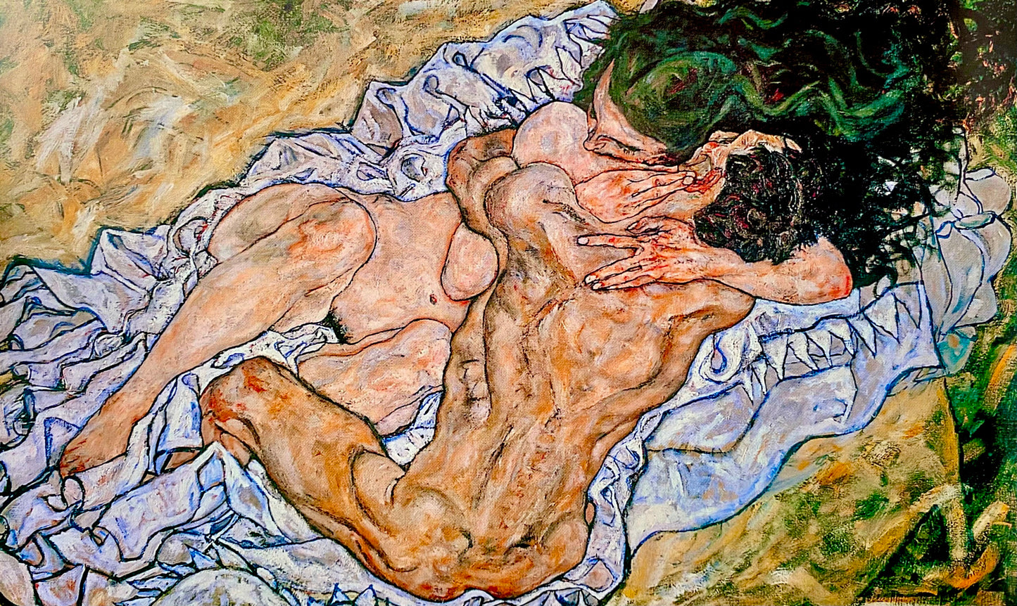 💞 Omfamningen (Kärleksfullt par II) – Egon Schiele (1917)