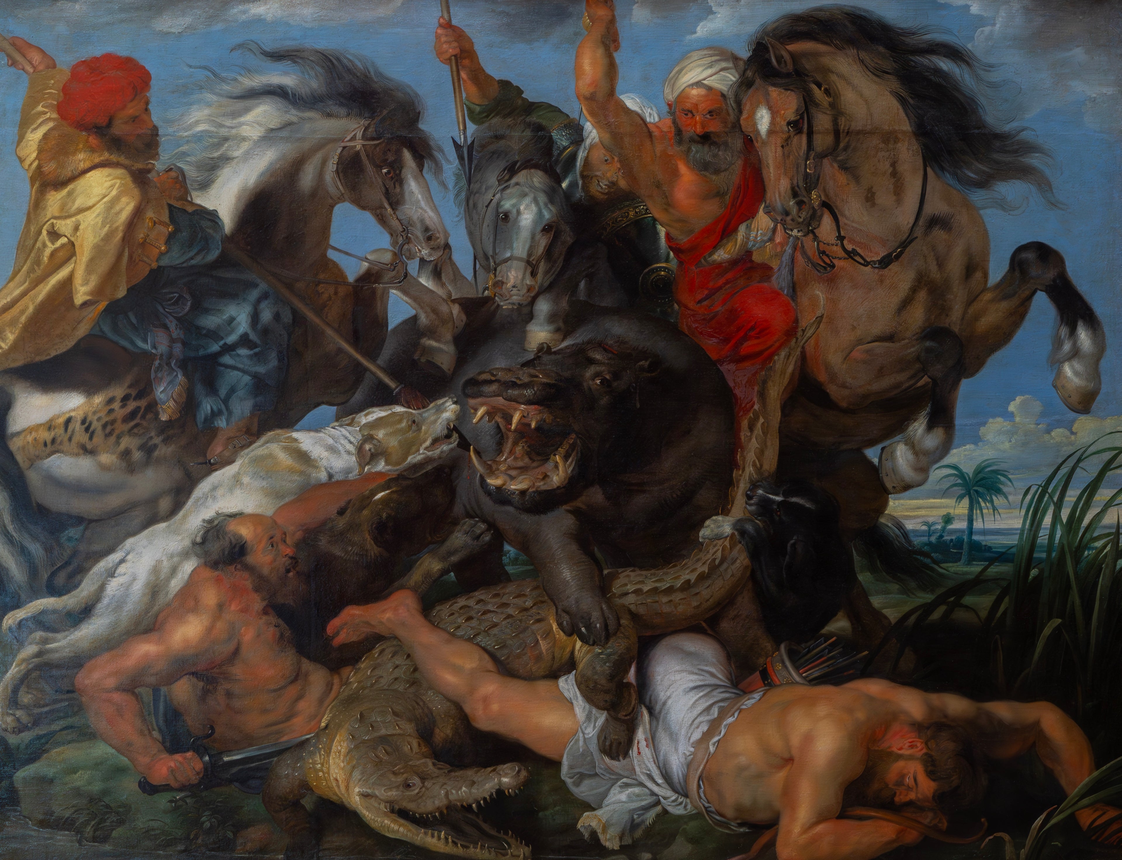 Jakten på flodhästen och krokodilen - Peter Paul Rubens