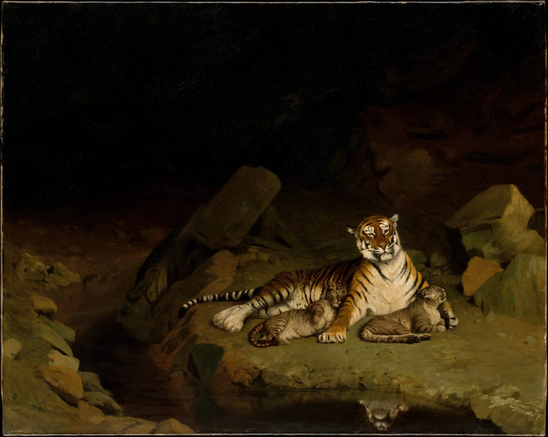 Tigern och dess ungar - Jean-Léon Gérôme