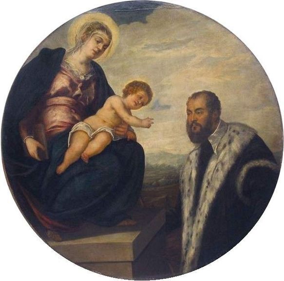Madonna med barnet och en senator - Jacopo Tintoretto
