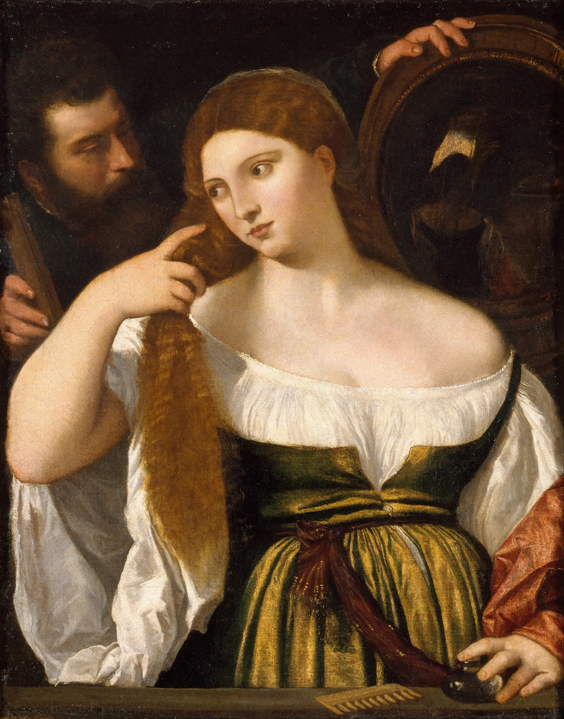 Flicka framför spegeln - Titian
