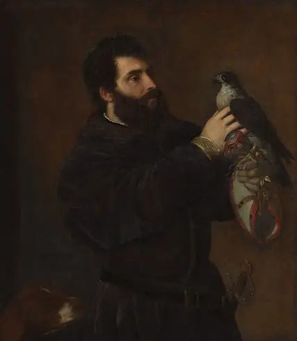 Porträtt av en man med falk - Titian