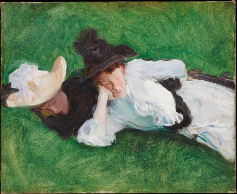 Två flickor på en gräsmatta - John Singer Sargent
