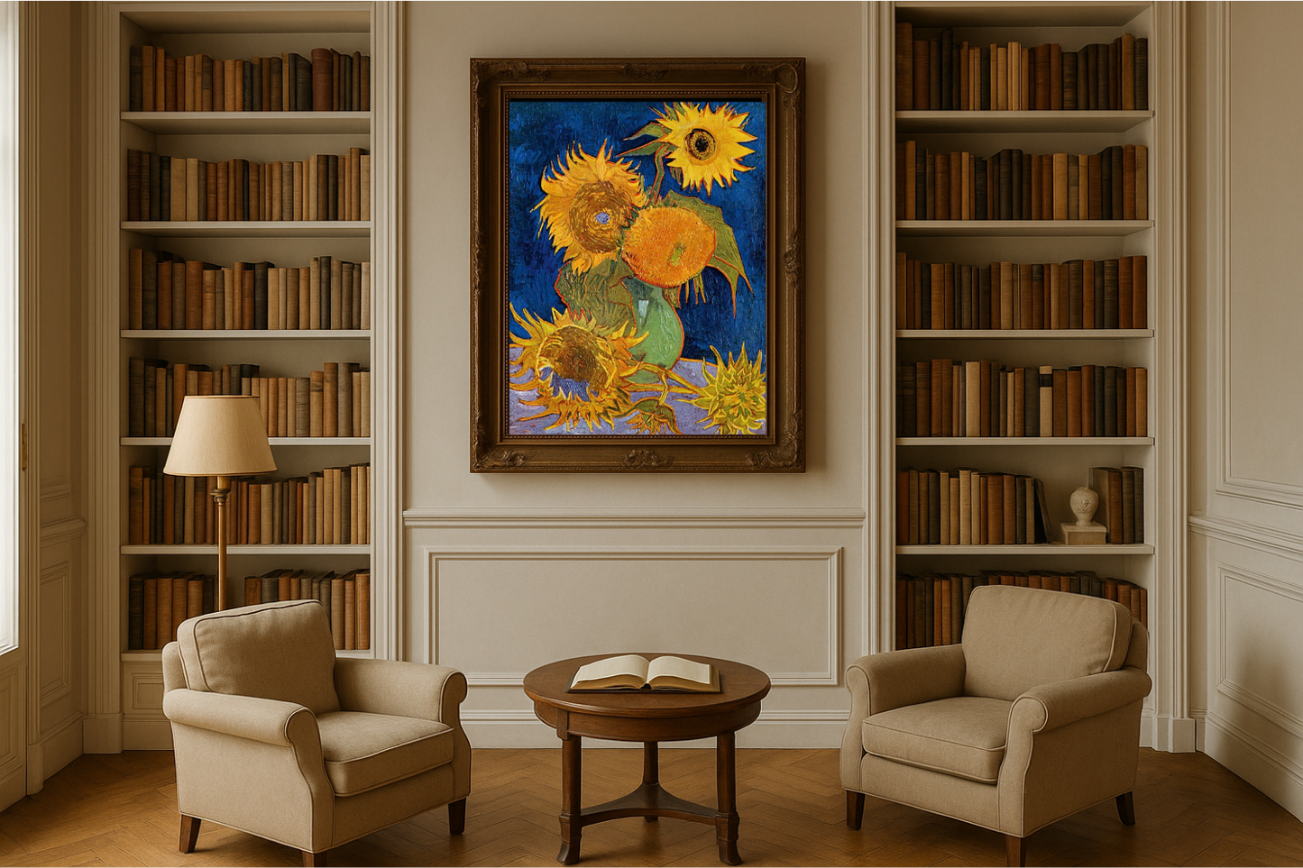 🌻 Solrosor (kungblå bakgrund) – Vincent van Gogh (1888)