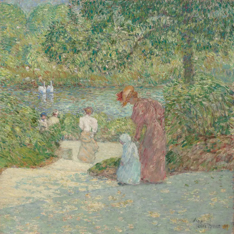 Gå nerför trapporna, Central Park - Childe Hassam