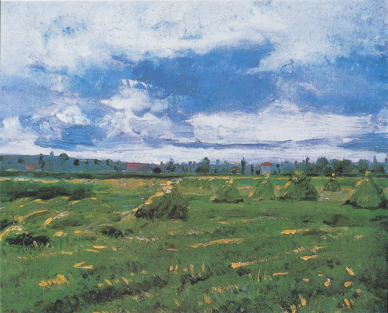 Veteåkrar med högar - Vincent van Gogh