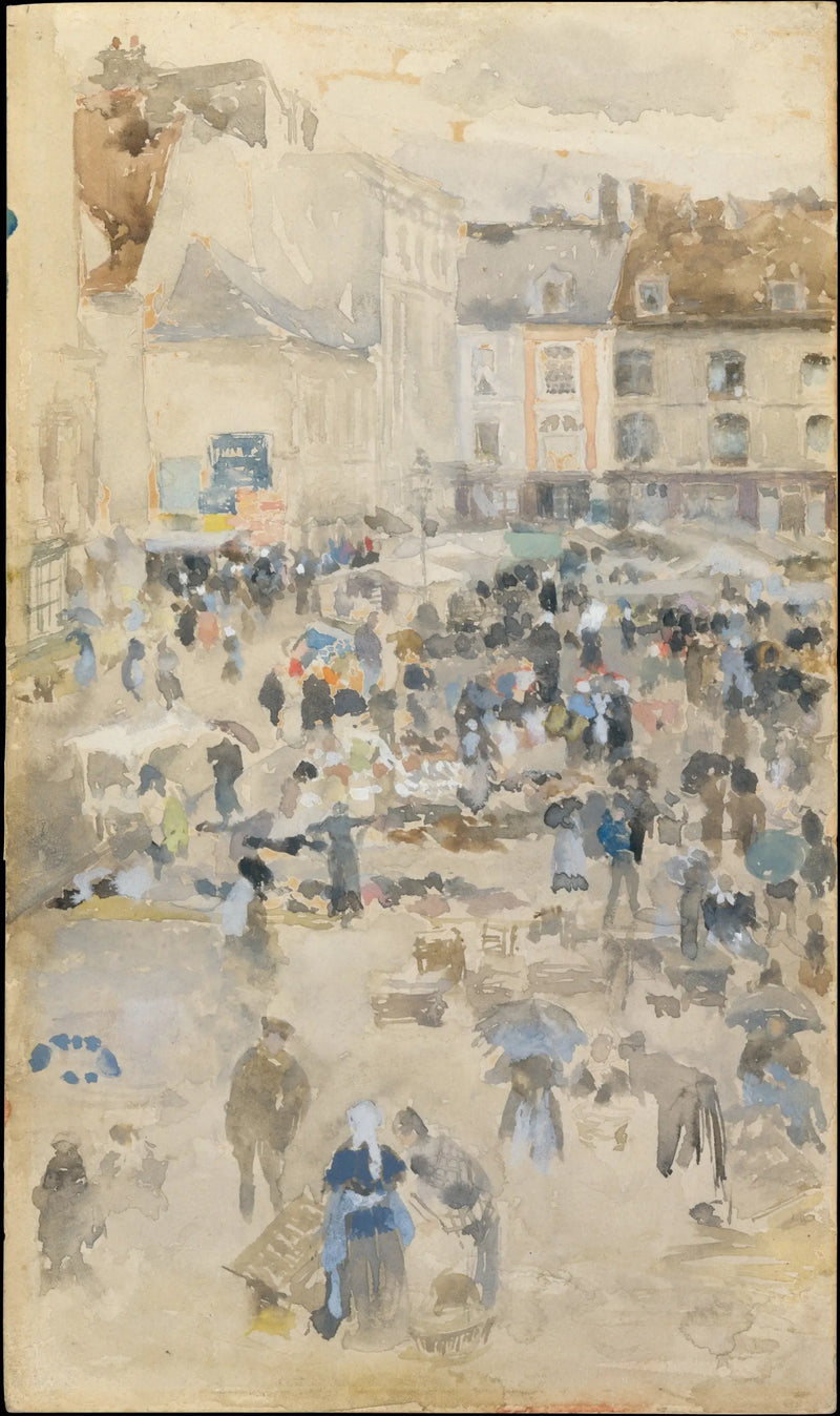 Variationer i lila och grått — Marknadsplatsen, Dieppe - James Abbott McNeill Whistler