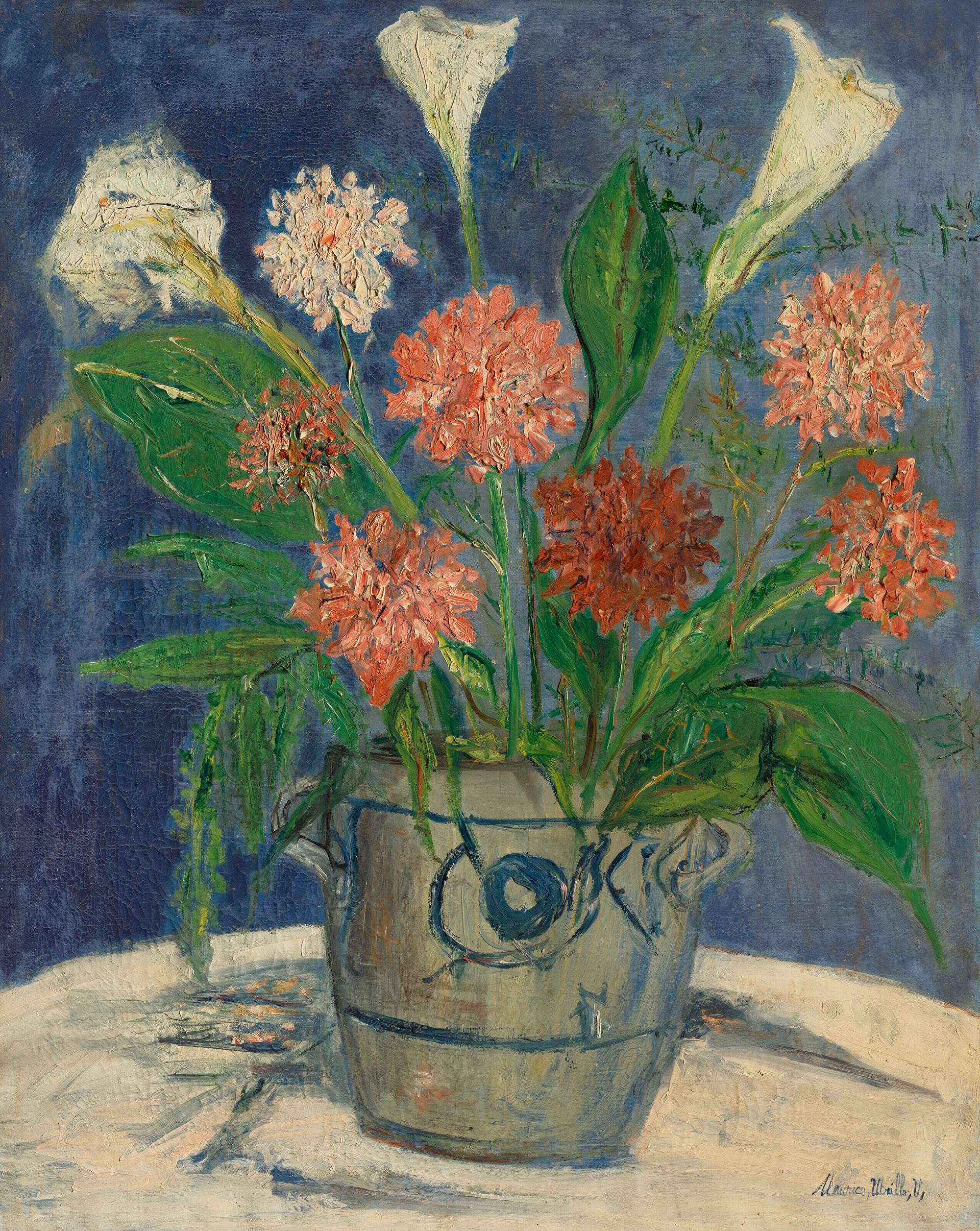 Vase d'arums et de dahlias - Maurice Utrillo