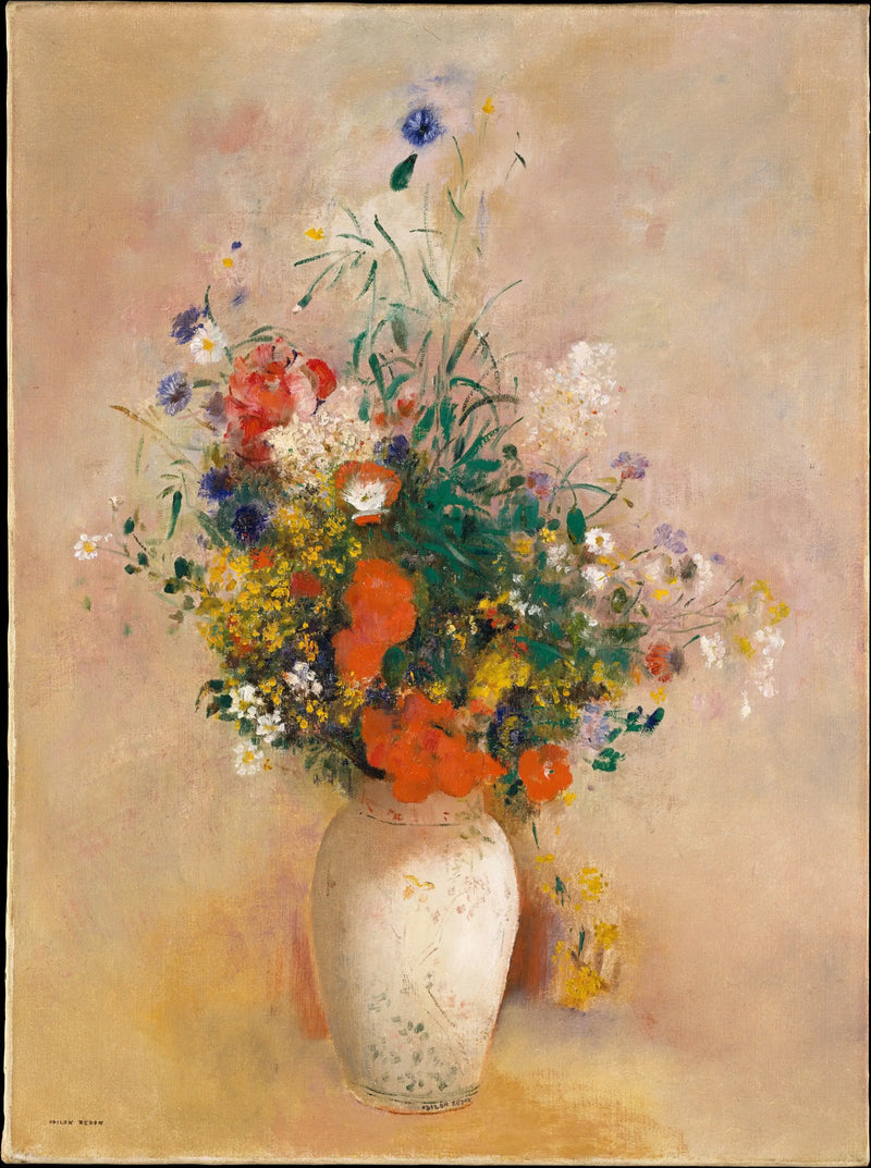 Blomvas (rosa bakgrund) - Odilon Redon