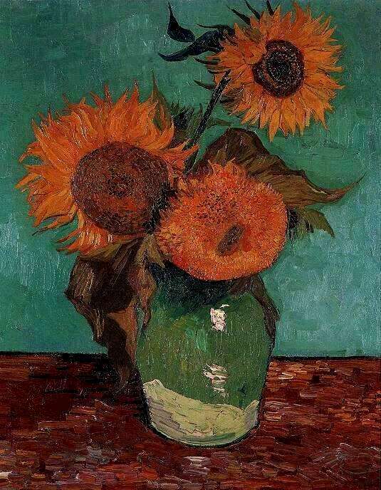 🌻 Vas med tre solrosor – Vincent van Gogh (1888)