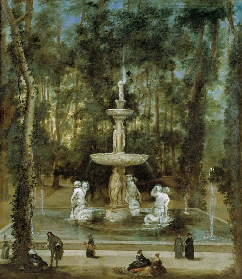 Tritons fontän i trädgården på ön, Aranjuez - Diego Velázquez
