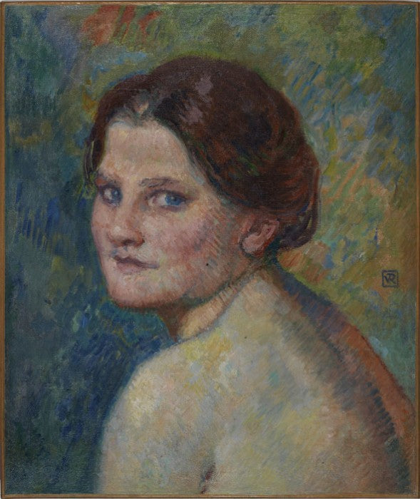 Kvinnoansikte utomhus - Théodore van Rysselberghe
