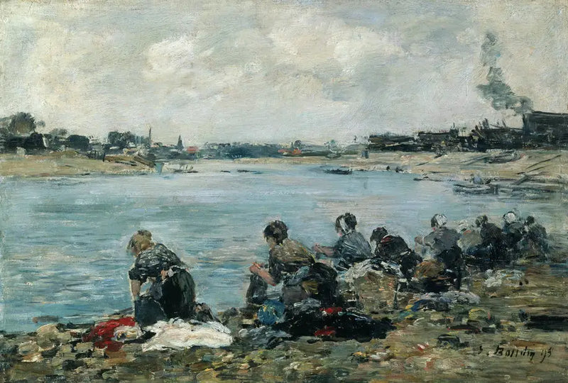 Tvättmaskiner vid Touques - Eugène Boudin