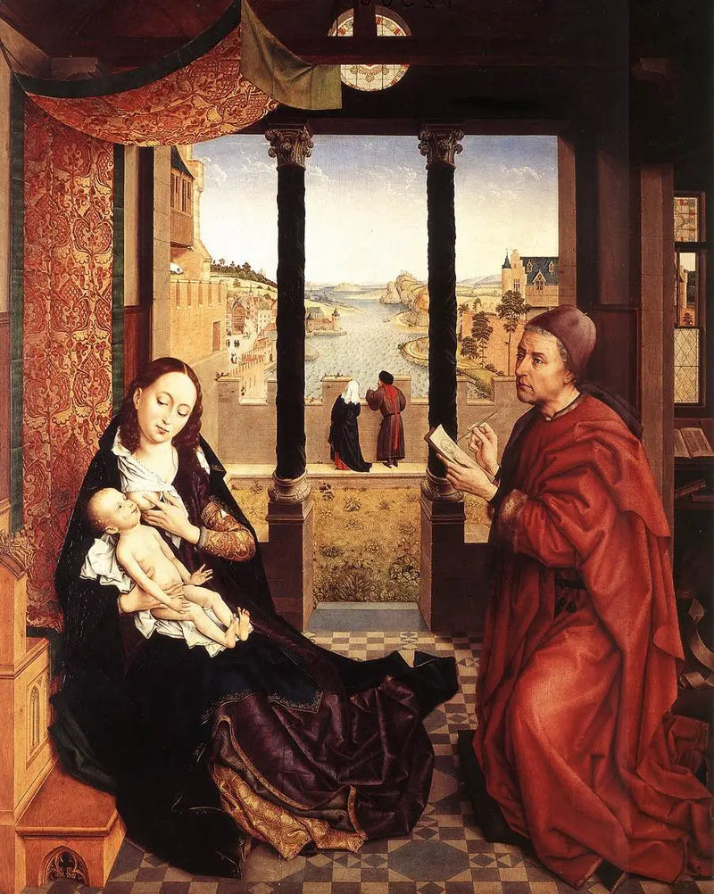 Saint Luc tecknar porträtt av Madonnan - Rogier van der Weyden